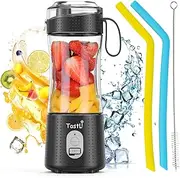Portable Blender Bottles, Personal Mini Small Blender for Shakes, Smoothies, Fruit Juice and Protein mixes, Cordless, USB-C Rechargeable (Black)