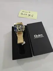 Luxury Golden Watches for Men Oulm Quartz Watch Bracelet Set Big Dial Wristwatch