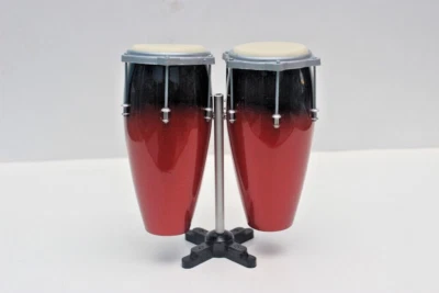 Miniature Drum Set Conga Bongo Red Percussion Guitar Bass Amp for Display Only