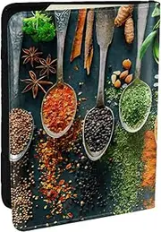 [JEJEA] Spices Print Travel Organizer Credit Cards Case Passport BookPassport Holder Cover Wallet forTraveling,, Black, One Size