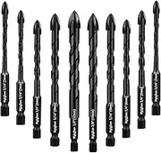 Mgtgbao Concrete Drill Bit Set, 10pcs Masonry Drill Bits Set Carbide Tip for Glass, Brick, Tile, Concrete, Plastic and Wood with Size 3/16” (5mm),1/4” (6mm), 5/16” (8mm),3/8” (10mm), 1/2” (12mm).