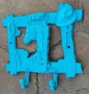 Rustic TURQUOISE Western Decor HORSE Towel Holders HOOKS