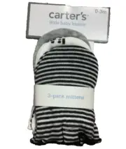 New Carter’s 3 Pack of No Scratch Mittens 0 to 3 Months Unisex Boy Girl