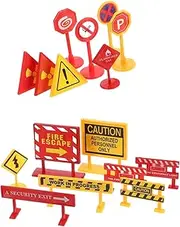 KOMBIUDA 2 Sets Transport Signs Outdoor Play Mat Street Block Swirly Lollipops Decals Road Rug Mini Scene Road Figurine Traffic Cones Playing Sign Lollies Abs