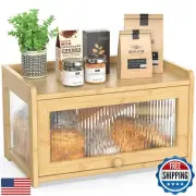 BAMBANG Extra Large Bamboo Bread Box for Kitchen Counter, Bread Storage Conta