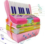 Dgayaeic Button Accordion for Kids,Small 17 Keys Button Accordion 6Bass Accordion Toy | Musical Instrument Cute Lightweight Educational Toy for Girls & Boys