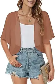 [Gosunny] Women's Festive Bolero Shrugs Summer Elegant Cardigan Chiffon Short Sleeve Casual Cardigan