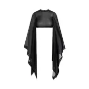 [Rick Owens] Rick Owens-Black Flag Crop Habotai Cotton Silk Top-Donna 40 IT