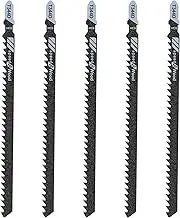 5PCS Jig Saw Blades for Wood, T344D 6 Inch T-Shank Jigsaw Blades, Multi-Purpose Long Jigsaw Blades for Quick Cutting Wood, Plywood, Hardwood, Plastic, Metal, Black
