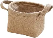 IMIKEYA Woven Linen Storage Basket Small Multipurpose Storage Bin for Clothes and Desktop Organization Stylish and Easy to Move with Handles