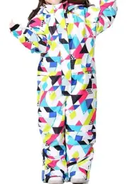 Kids Ski Suit Snowsuit One Piece Waterproof Girls Jumpsuits Winter SZ 120 Triang