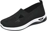 [Cathalem] Women's Woven Orthopedic Breathable Soft Shoes Slip on Diabetic Foam Shoes Hands Slip in Sneakers Arch Support