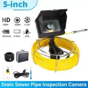 Sewer Camera 98ft/30m HD 1200TVL Pipe Inspection Camera Drain 5 In LCD Monitor