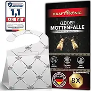 KRAFTKÖNIG Premium Clothes Moth Trap, 8 x Moth Trap, Clothes Moths with Long-Lasting Effect, Also Suitable for Clothes Rails, Odourless Clothes Moths Trap Against Clothes Moths (White Design)