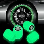 Fluorescent Tire Valve Stem Caps for Universal Car, 4PCS Light Up Tire Air Caps Fit for Land Rover LR2 LR3 LR4 Range Rover Sport LR5 Land Cruiser, Glow in The Dark Valve Stem Covers (Green)