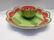 Lillian Vernon Chip and Dip Set Watermelon Motif Vintage Rare New in Orig. Box