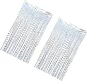 SWOOMEY Pcs Silver Foil Tinsel Curtain Party Props Glitter Fringe Decorations Photoshoot Backdrop for Birthday Wedding Anniversary