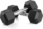 Unisex-Youth Rubber Encased Hex Dumbbell Hand Weights, Slip, Anti-Roll