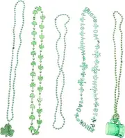 ERINGOGO 5pcs Necklace Green Party Necklace Shamrock Neck Chain Beads Party Favor Shamrock Neck Chain St. Patrick's Day Accessories St. Patrick's Day Neckalce Plastic
