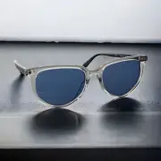 Alexander McQueen Blue Cat Eye Geometric Sunglasses Sleek Ladies 53mm Designer