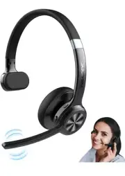 Wireless Bluetooth Headset with Noise Canceling Microphone & Mute Button 40Hrs +