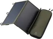 ELECOM NESTOUT Portable Solar Panel, Dual USB-A Ports, 14W Power Generation Charger for Phone Camping, Durable Water-Resistant Ripstop Nylon, Foldable Lightweight, Adjustable Stands (2-Panel)