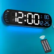 Digital Wall Clock Large Display, 13.7 Inch Large Digital Wall Clock with RGB Co