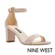 NINE WEST PRUCE3 一字帶漆皮粗跟中跟涼鞋-藕粉色