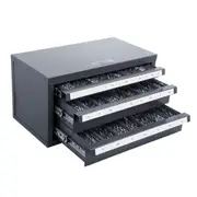 Drill Bit Dispenser Cabinet, Three-Drawer Drill Bit Organizer Cabinet for 1mm to 13mm, Steel Drill Dispenser Organizer Cabinet with Labels, Stackable Drill Dispenser for Drill Bit