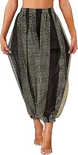 [TiaoBug] Women's Belly Dance Costume Side Split Sequins Shiny Bloomers Trousers & Harem Pants