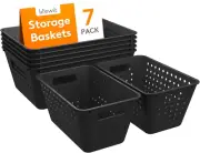 Lifewit Plastic Storage Basket, 7 Pack Stackable Storage Bins for Organizing, Mu
