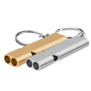 Silver Survival SOS Whistle Aluminum Camping Hiking Keychain Outdoor Emergency