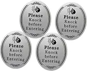 DOITOOL 4Pcs Please Knock Before Entering Sign Stickers High Adhesion Decals for Doors Windows Walls Privacy Reminder Stickers for Bedrooms Offices Front Doors