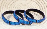 African Tuareg Bracelet Set S/M blue bangles tribal ethnic boho jbtv52