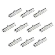 50Pcs Ribbon Crimp Clamp Ends 30mm Cord End Clasp for DIY Craft Silver White