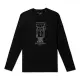 【KARL LAGERFELD 卡爾】老佛爺 經典印刷大Logo圖案長袖T恤 上衣-黑色(平輸品/舒適經典)