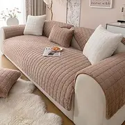 Sectional Couch Cover, Anti-Slip Sofa Slipcover for Pets Kids - Furniture Protector Sofa Covers for 3 Cushion Couch Loveseat Recliner L Shaped Armrest Backrest (Khaki, 90 * 210cm)