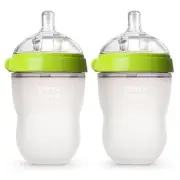 Comotomo Baby Bottle Double Pack, Green, 8oz