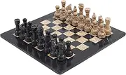 RADICALn 41cm Handmade Black and Fossil Coral Marble Full Chess Game Original Marble Chess Set