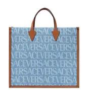 Versace Versace Allover-Printed Denim Top Handle Bag One size Blue