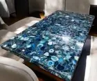 Blue Agate Stone Center Sofa Dining Table Handmade Kitchen Slab Decors
