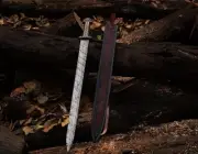 Handmade Damascus Steel Double Edge Viking Sword Battle Ready Sword With Sheath
