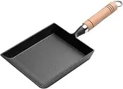 SOGA Cast Iron Tamagoyaki Japanese Omelette Egg Frying Skillet Fry Pan Wooden Handle- Durable, Long-lasting Kitchen Cookware. Ideal for Tamagoyaki Omelette for breakfast or bento, as a sushi topping, or for a healthy snack, etc.