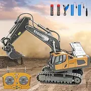 Games from 3 Years Remote Controlled Excavator Toy for Children - with Metal Shovel, Outdoor Toy 680° Rotation, Light and Sound Effects, Christmas Birthday Gift Boy 5 6 8 10 Years
