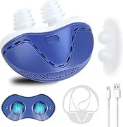 Portable Snore Stopper for Sleep, Electric 3-Level Variable Speed Anti Snoring Device, Double Vortex Anti Snoring Devices with Silicone Fixed Cover, Nasal Dilators for Men Women All Nose Shapes