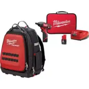 Milwaukee Backpack 15" W/ M12 12V Li-Ion Cordless 1/4" Hex Screwdriver Kit