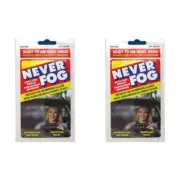 Never Fog Sachet x2 prevent fog from clouding up your mirrors and windows