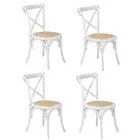 Oikiture 4PCS Crossback Dining Chair Ratan Seat White