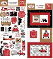 Echo Park LET's GO ANYWHERE (2) 6"x13" Chipboard COMBO Accents + Frames Travel