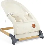 ANGELBLISS Baby Bouncer, Portable Bouncer Seat for Babies, Infants Bouncy Seat with Mesh Fabric, Natural Vibrations (Beige)